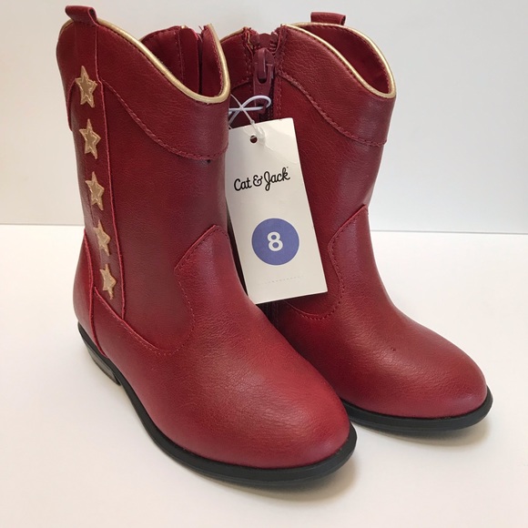 Cat & Jack Other - Cat & Jack Red Cowgirl Boots w/Stars Size 8 Kids